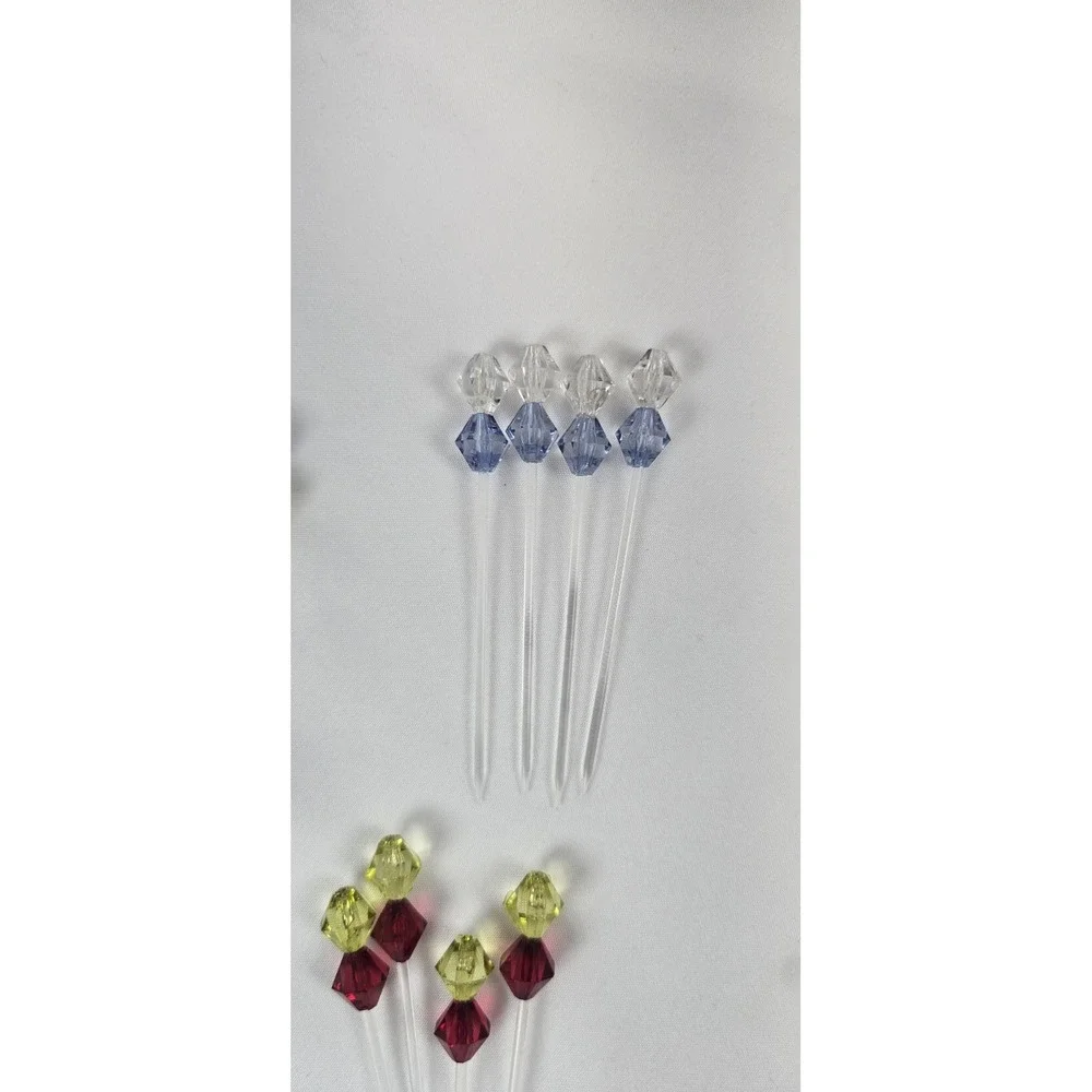 Plastic Cocktail Picks Set Colored Beaded Drink Appetizer‎ Sticks Lot